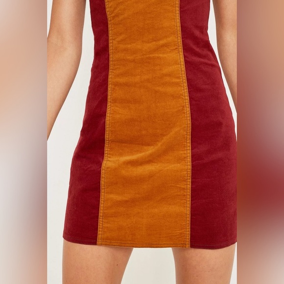 BDG Taylor Uncut Corduroy Colorblock Dress Sz M Mini Bodycon - Picture 10 of 11
